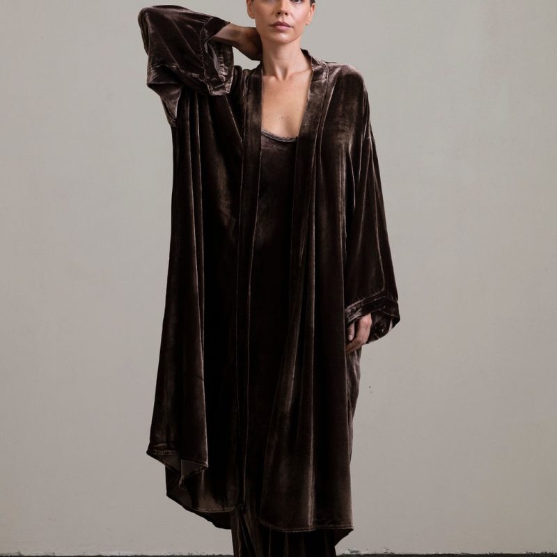 Silk Velvet Robe ~ Moka