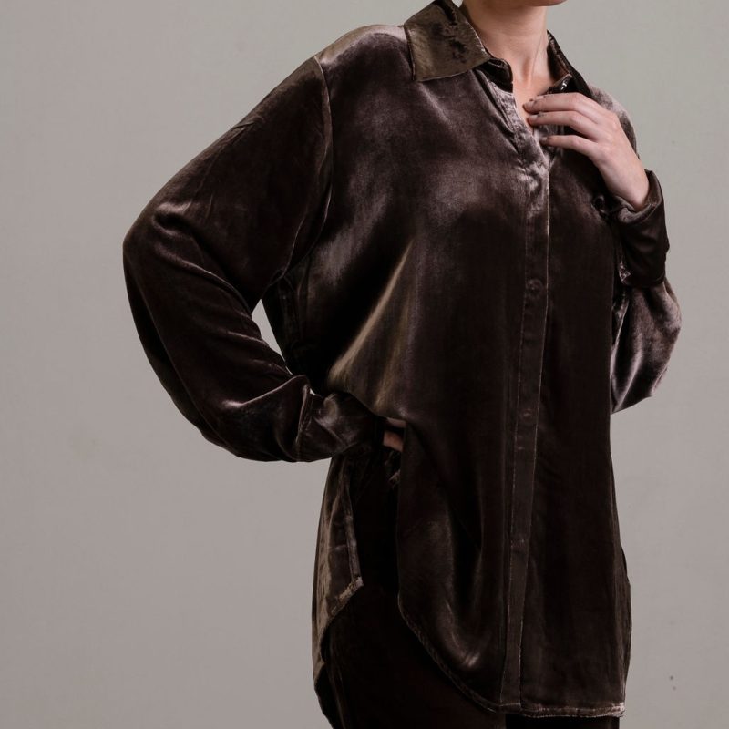 Silk Velvet Shirt ~ Moka