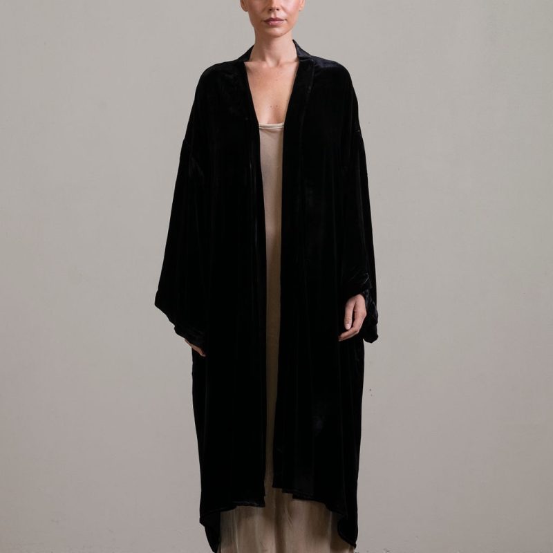 Silk Velvet Robe ~ Noir