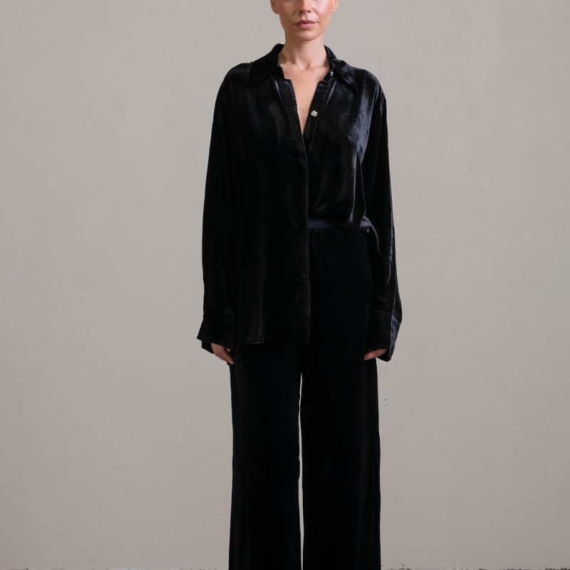 Silk Velvet Pant ~ Noir