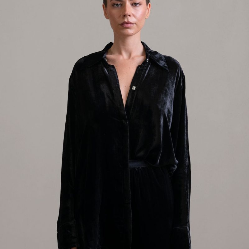 Silk Velvet Shirt ~ Noir