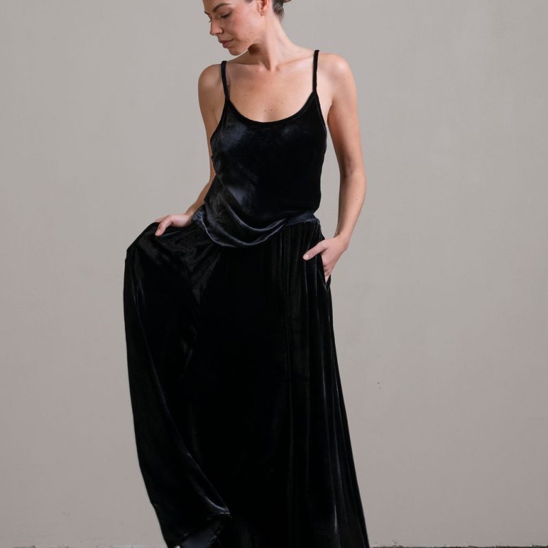 Silk Velvet Skirt ~ Noir