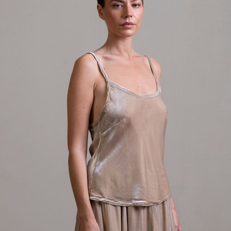 Silk Velvet Camisole ~ Stone