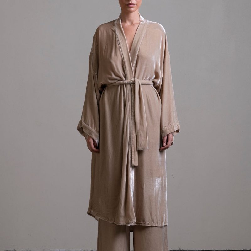 Silk Velvet Robe ~ Stone